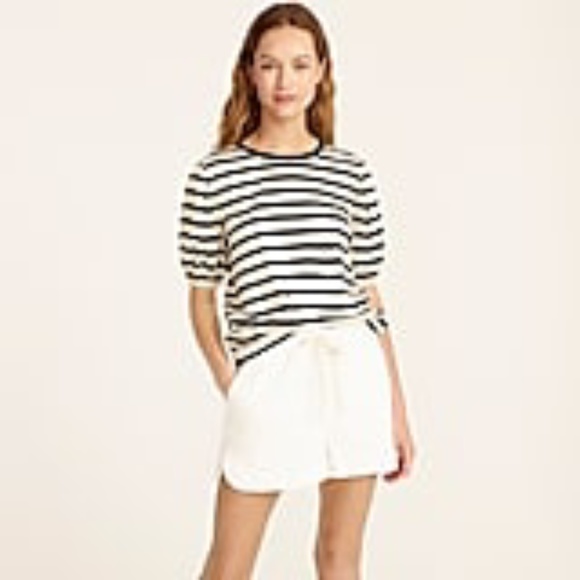 NWT J Crew Puff Sleeve Broken-in Stripe T-shirt Size L - Picture 2 of 4